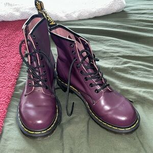 Doc Martens purple lace up boots. Size 8 in women